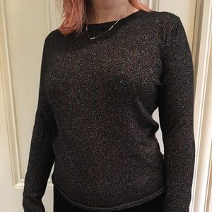 Glittery multi + black crew neck sweater